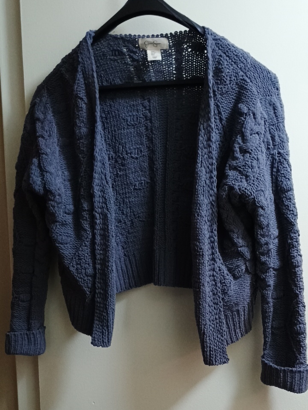 Cozy Women's Cable Knit Cardigan Sweater - Charcoal, Smokey Denim Color